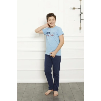 Giyim ERKEK ÇOCUK PAMUK KISA KOLLU PİJAMA TAKIMI MAVİ