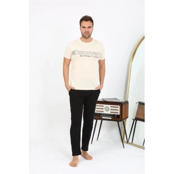 Giyim ERKEK KISA KOL PENYE PİJAMA TAKIMI KREM