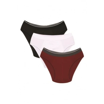 Giyim ERKEK PAMUK 3LÜ SİYAH BEYAZ BORDO LİKRALI SLİP