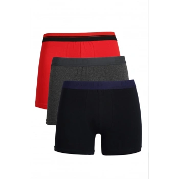 Giyim ERKEK PENYE 3LÜ BOXER KIRMIZI-FÜME-LACİVERT
