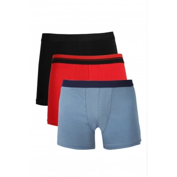 Giyim ERKEK PENYE 3LÜ BOXER SİYAH-KIRMIZI-İNDİGO