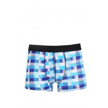 Giyim ERKEK PENYE LİKRALI DESENLİ BOXER MAVİ