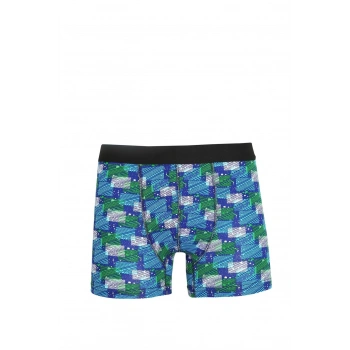 Giyim ERKEK PENYE LİKRALI DESENLİ BOXER MAVİ