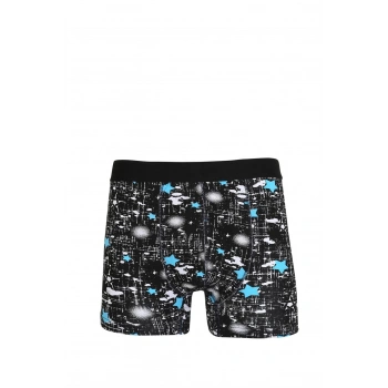 Giyim ERKEK PENYE LİKRALI DESENLİ BOXER SİYAH