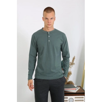 Giyim ERKEK PENYE UZUN KOL PİJAMA TAKIMI HAKİ