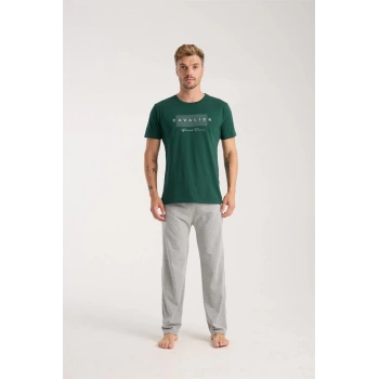 Giyim ERKEK YEŞİL KISA KOL PİJAMA TAKIMI