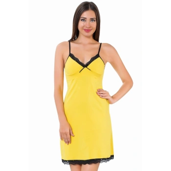 Giyim İP ASKILI GECELİK SARI - SİYAH