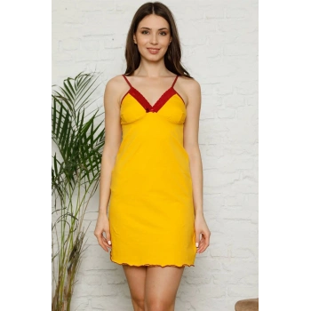 Giyim İP ASKILI PENYE GECELİK SARI