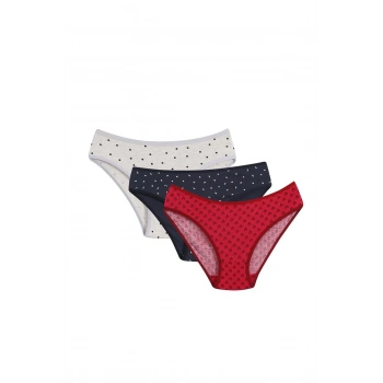 Giyim KADIN 3LÜ KÜLOT KIRMIZI - LACİVERT - KREM