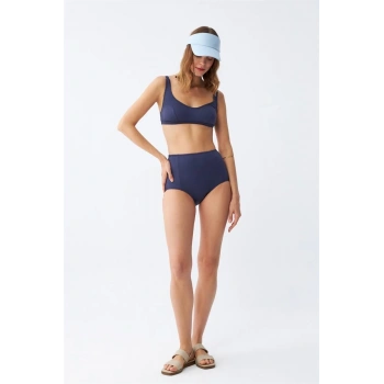 Giyim KADIN BASİC LACİVERT PEDLİ YÜKSEK BEL BİKİNİ TAKIMI