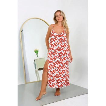 Giyim KADIN BÜYÜK BEDEN İP ASKILI PAMUKLU UZUN GECELİK