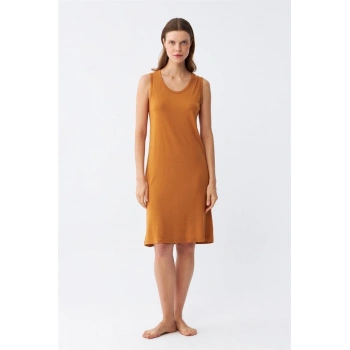 Giyim KADIN KALIN ASKILI PENYE GECELİK HARDAL