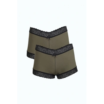 Giyim KADIN PAMUKLU 2Lİ BOXER HAKİ