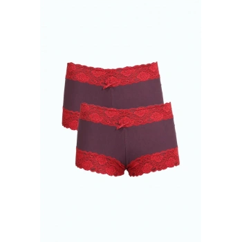 Giyim KADIN PAMUKLU 2Lİ BOXER MÜRDÜM