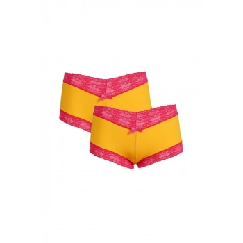 Giyim KADIN PAMUKLU 2Lİ BOXER SARI