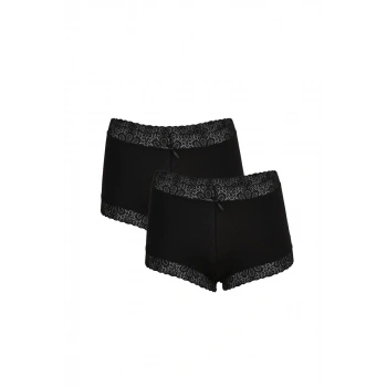 Giyim KADIN PAMUKLU 2Lİ BOXER SİYAH