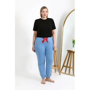 Giyim KADIN PAMUKLU BÜYÜK BEDEN ALT PİJAMA MAVİ