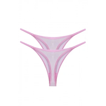Giyim KADIN PEMBE TRANSPARAN 2Lİ TANGA SLİP
