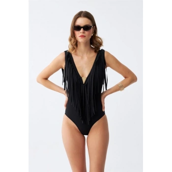 Giyim KADIN PÜSKÜLLÜ MAYO SİYAH