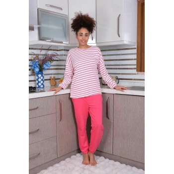 Giyim KADIN UZUN KOL 3 İPLİK PENYE PİJAMA TAKIM BEYAZ