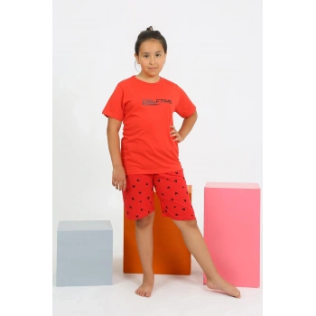 Giyim KIZ ÇOCUK ŞORTLU KISA KOL PENYE PİJAMA TAKIM