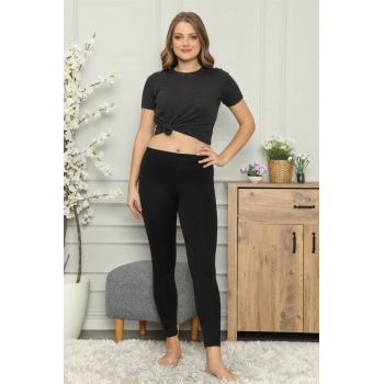 Giyim MİKRO JARDONLU KALIN SİYAH TAYT SİYAH