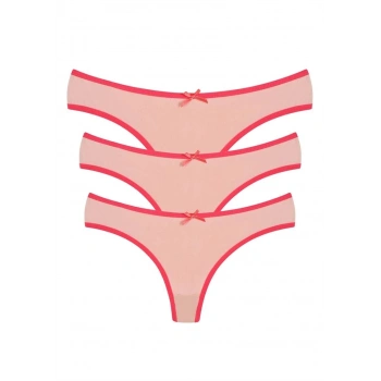 Giyim PAMUKLU 3LÜ TANGA KÜLOT PUDRA