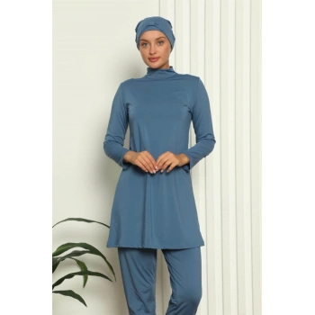 Giyim TAM TESETTÜR LİKRALI MAYO İNDİGO