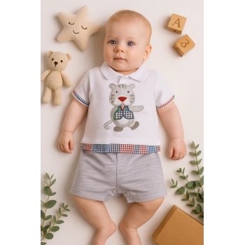 Gömlek Desenli Erkek Bebek Tulumu