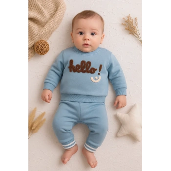 Hello Nakışlı % 100 Pamuk 2li Erkek Bebek Takım
