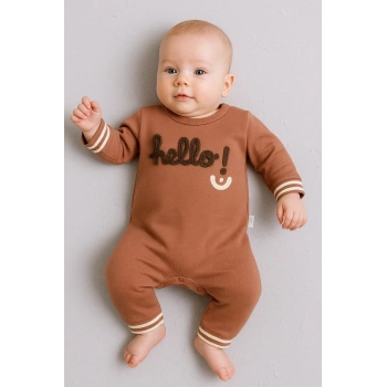 Hello Nakışlı % 100 Pamuk Erkek Bebek Tulum