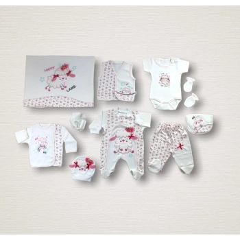 Kıvırcık Kuzu Nakışlı  10lu Zıbın Takımı Hastane Çıkışı Ekru