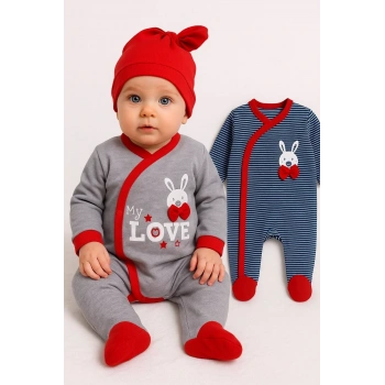 Love Desenli Erkek Bebek 4lü Tulum Seti