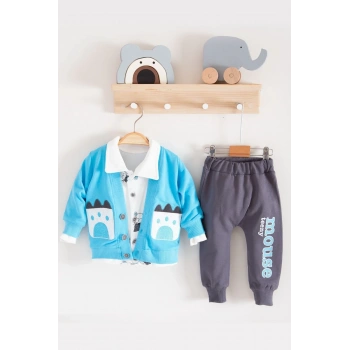 Mause Gömlek Yakalı 3lü Erkek Bebek Takımı