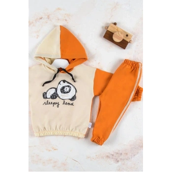 Panda Desenli Kapişonlu Erkek Bebek Takımı