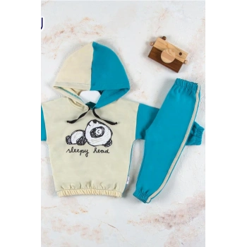 Panda Desenli Kapişonlu Erkek Bebek Takımı