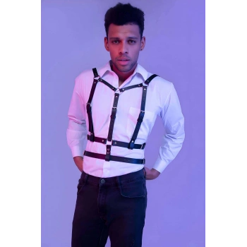 Şık Erkek  Deri Göğüs Harness - Brfm40