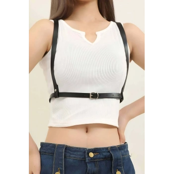 Sırtı Halka Detaylı Şık Deri Harness - Brf800
