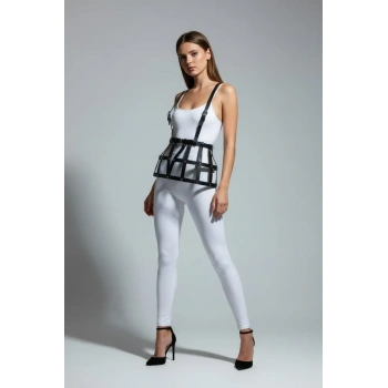 Siyah Etek Deri Bantlı Yapısal Kafes - Brf1252