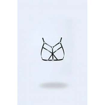 Siyah Göğüs Harness Suni Deri Çapraz Bağlamalı - Brf265