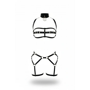 Siyah Harness Takım O Halka Detaylı Tokalı - Brf242