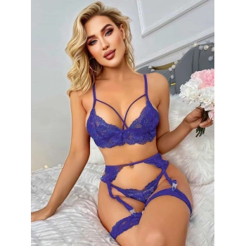 Under Moda Mor Dantel Fantezi Jartiyer Takımı