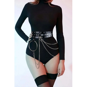 Zincirli Fantezi Deri Harness - Brf731