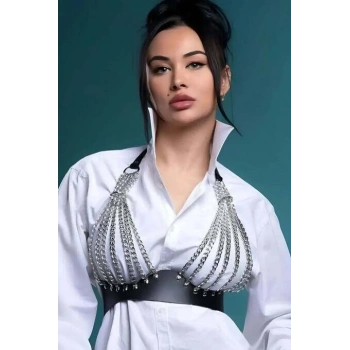 Zincirli Göğüs Seksi Harness - Brf964