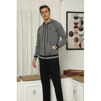 7208 Erkek  Kapişonlu Eşofman Takım