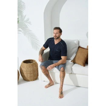 9454 Erkek  V Yaka Kısa Kol Kapri Takım