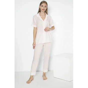 Alın A301 Bayan Kısa Kol Viscon Pijama Takımı