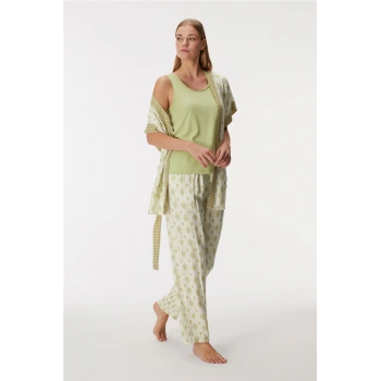 Anıl 11421 Kadın Sabahlık, Atlet Ve Pantolon Takım