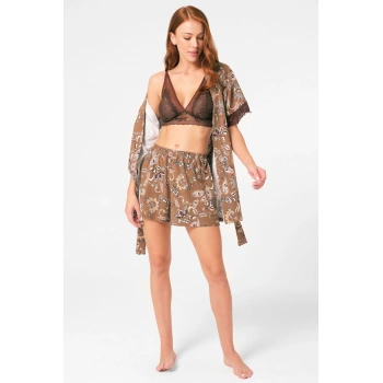 Anıl 5799 Bayan Sabahlık, Bralet Ve Şort Takım