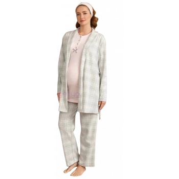 Ba-ha 4425 Bayan Lohusa Kışlık 3lü Pijama Takımı